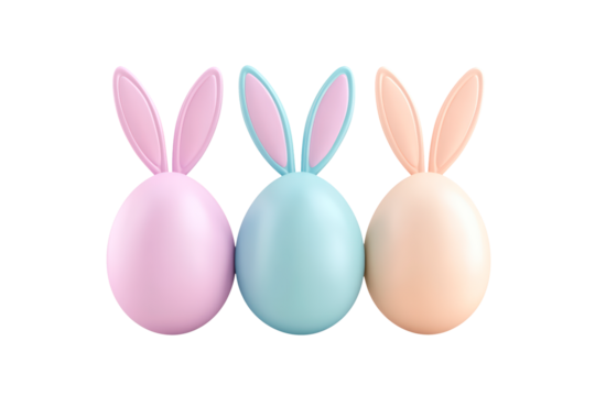 Easter egg with bunny ears isolated on transparent background