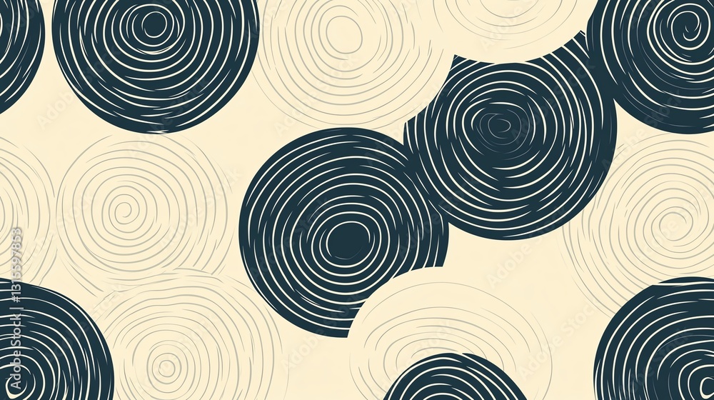 Poster abstract pattern with swirling circles in dark tones on a light background creates a modern design e