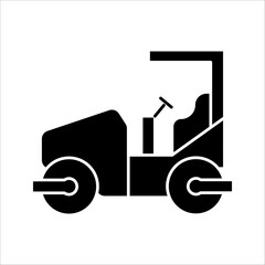 road roller Icon Symbol isolated white background. vector illustration. color editable.