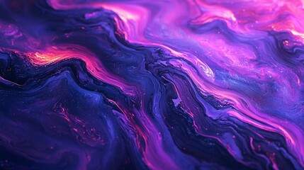 Abstract purple and pink liquid swirls with glowing particles.