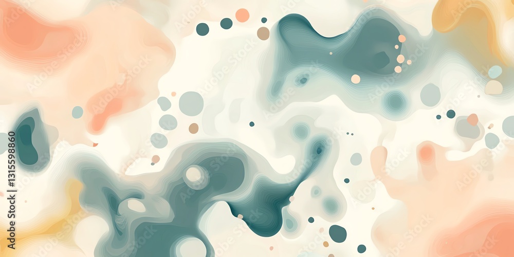 Poster abstract composition featuring soft shapes and colors blending harmoniously in an artistic display