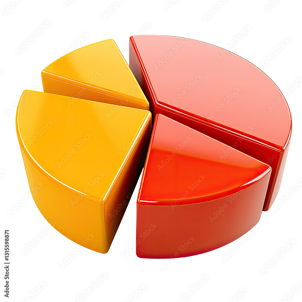Poster colorful 3d pie chart with segments representing data analysis and business insights in marketing pr