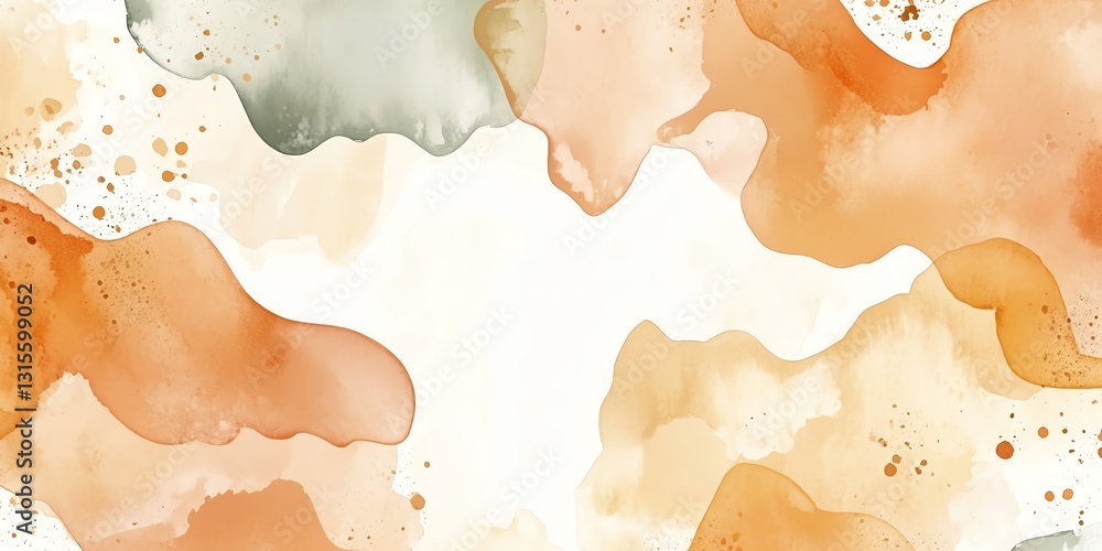 Poster colorful abstract background with warm hues and soft shapes created using watercolor techniques