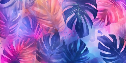 Colorful Tropical Leaves Create a Vibrant Background in an Artistic Display of Nature's Beauty and Creativity