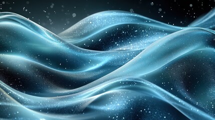Obraz premium Abstract blue liquid waves with sparkling particles