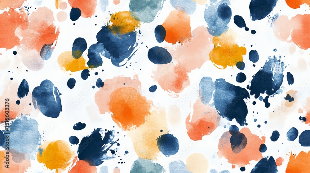 Poster colorful abstract watercolor pattern with vibrant dots and shapes on a white background created in 2