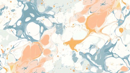 Colorful Abstract Marbled Pattern With Soft Hues of Blue, Peach, and White Evoking a Sense of Calm