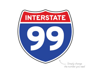 Interstate Route Marking US Road Sign High Quality Stock Vectorial Image