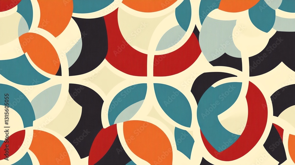 Poster colorful abstract pattern featuring overlapping shapes and vibrant hues in warm and cool tones repre