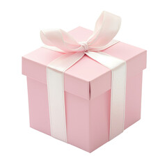 Fototapeta premium Elegant Pink Gift Box with Bow for Celebrations, Birthdays, or Special Occasions Displayed on White Background