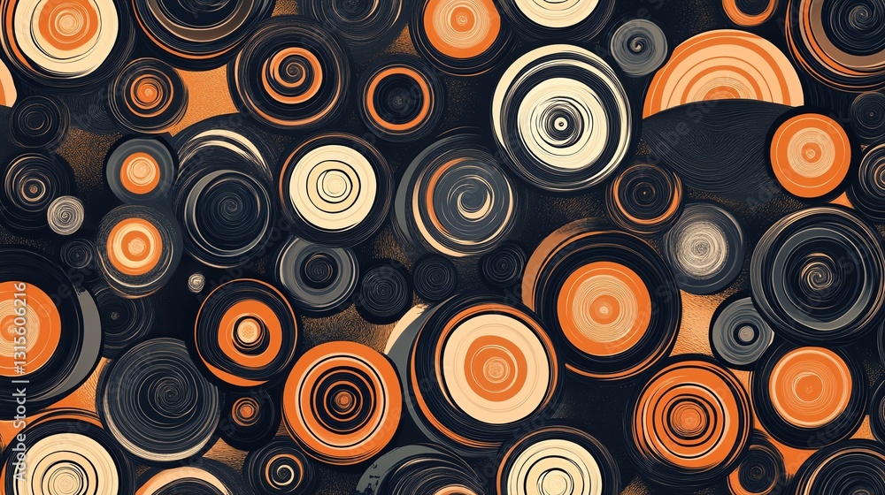 Poster swirls of colors in geometric patterns creating a visually engaging abstract design