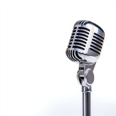 Vintage microphone on white background