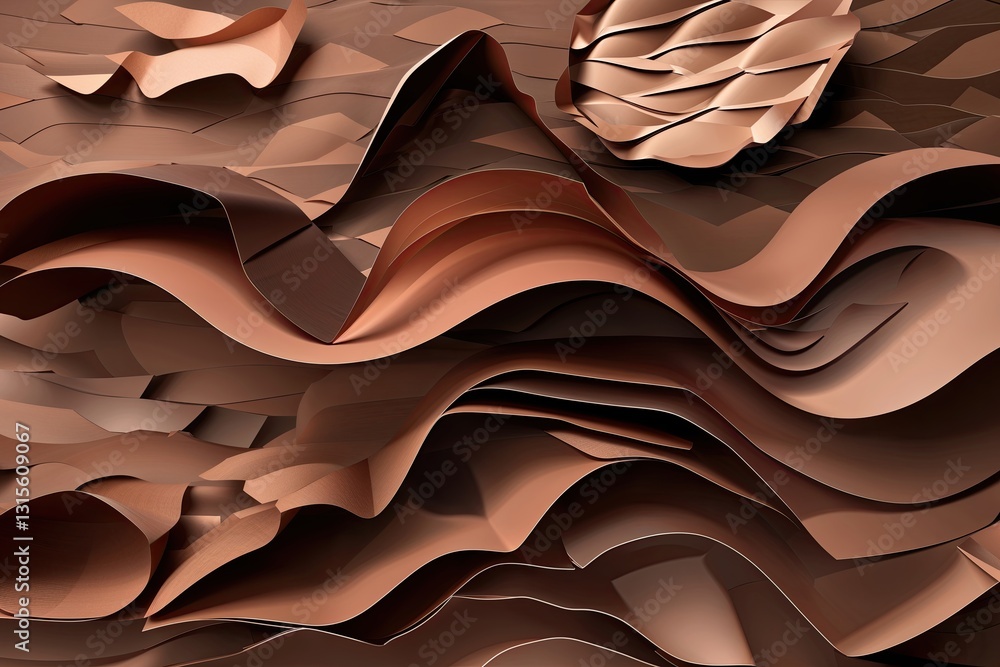 Poster engaging 3d brown background with dynamic paper layer design