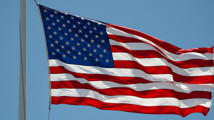 Obraz premium A photograph of american flag flying Generated Ai, 98707