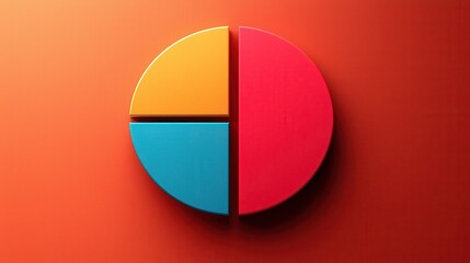Obraz premium Vibrant Pie Chart on Orange Background