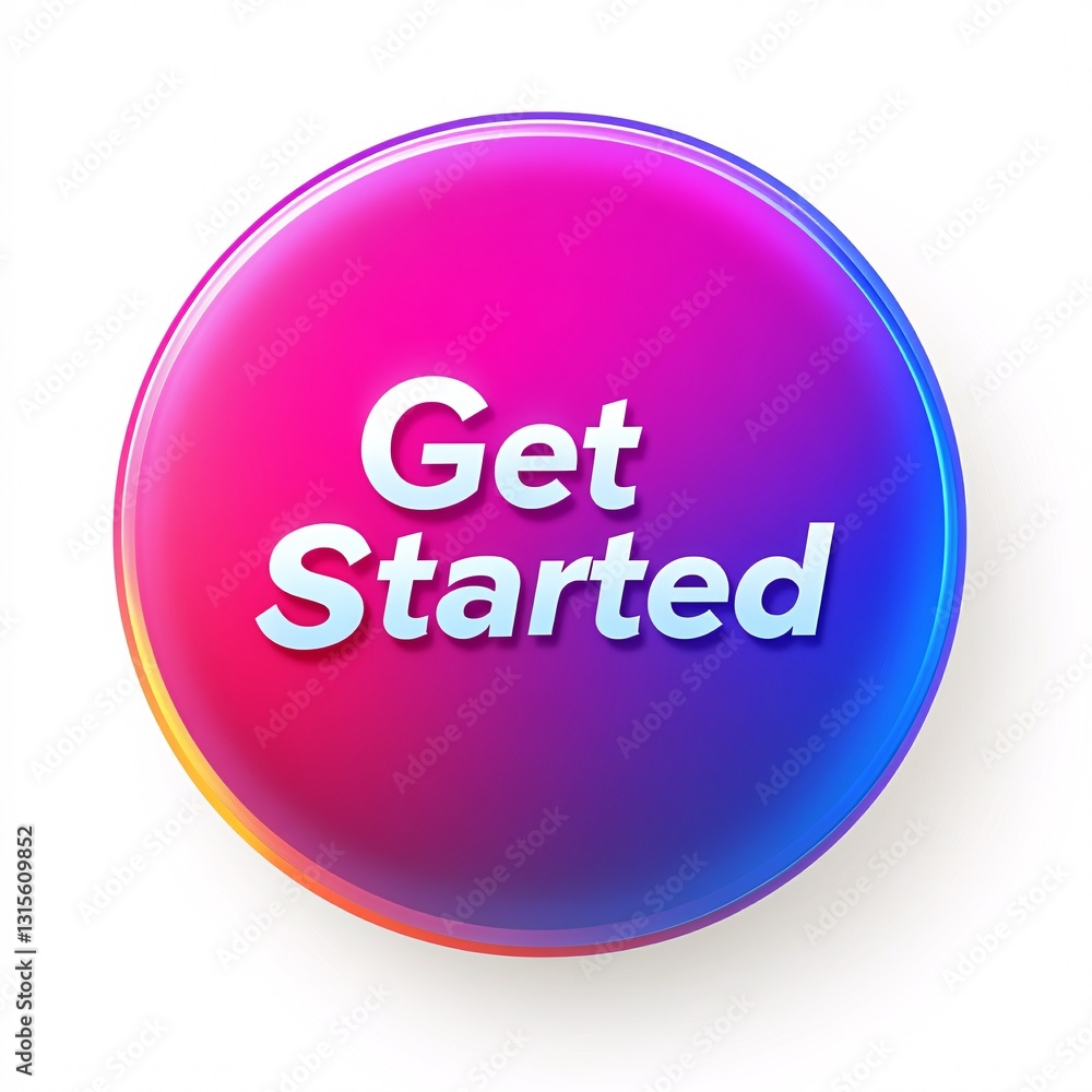 Aufkleber vibrant rounded gradient button featuring “get started” text design