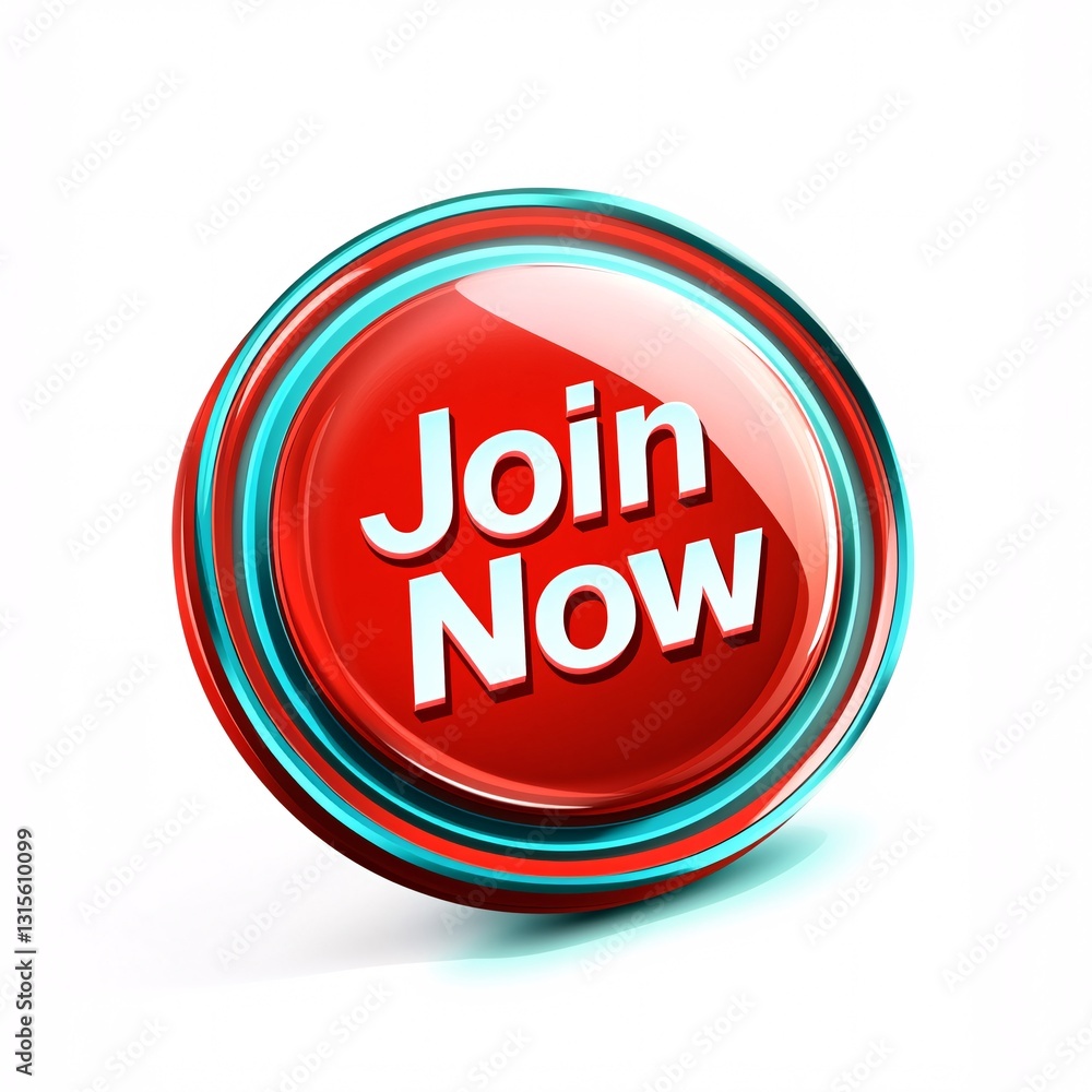 Poster animated join now button with motion blur effect isolated on white background