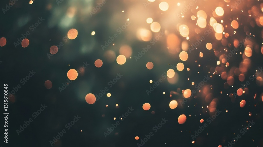 Aufkleber soft glowing bokeh effect with warm color palette on dark background