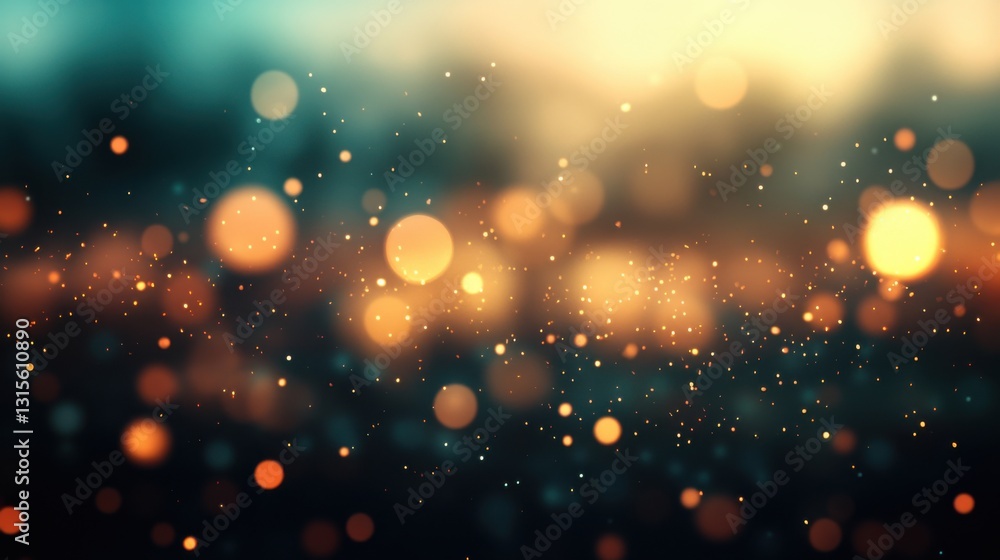 Aufkleber soft bokeh background with warm light and colorful glowing particles