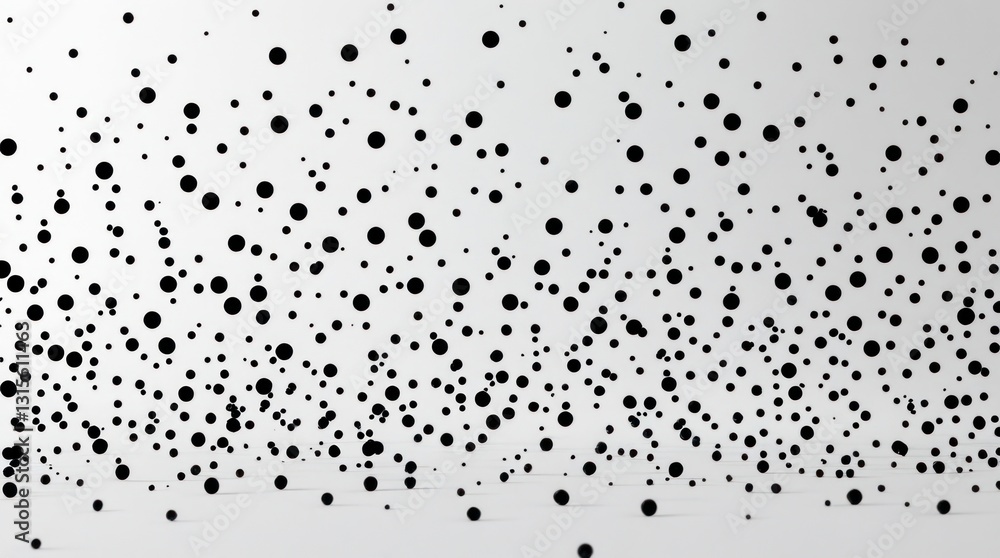 Poster a minimalist composition featuring a scattering of small, delicate black bokeh points