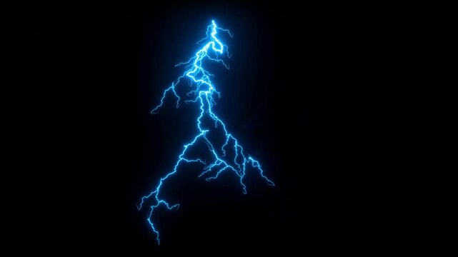 Isolated blue bright lightning thunderbold video texture vfx effect with multiple variations. Can be used as screen layer over other videos.  