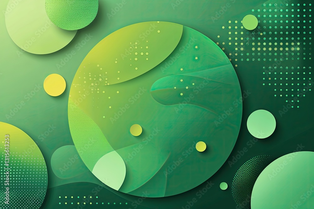 Poster Green Gradient Abstract Background with Dotted and Circle Shapes for Business Templates and Presentations