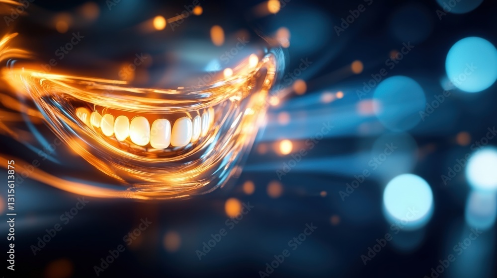 Poster dynamic smiling expression abstract background digital art energetic environment close-up perspectiv