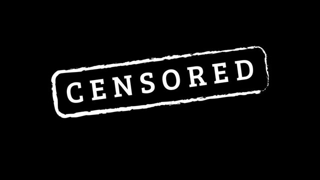 censored stamp censor seal filtered content media mark badge animated alpha channel transparent background 4K resolution animation