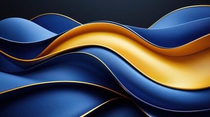 Abstract wavy gold & navy blue design