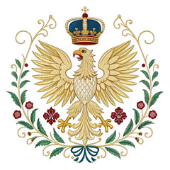 Regal Bird with Crown: Vintage Botanical Design
