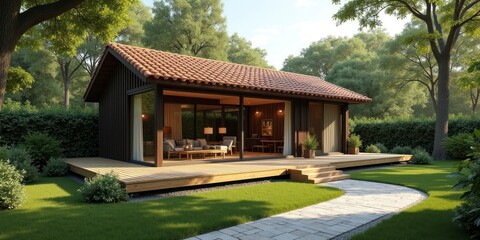 depicts a mini house with modern and traditional design