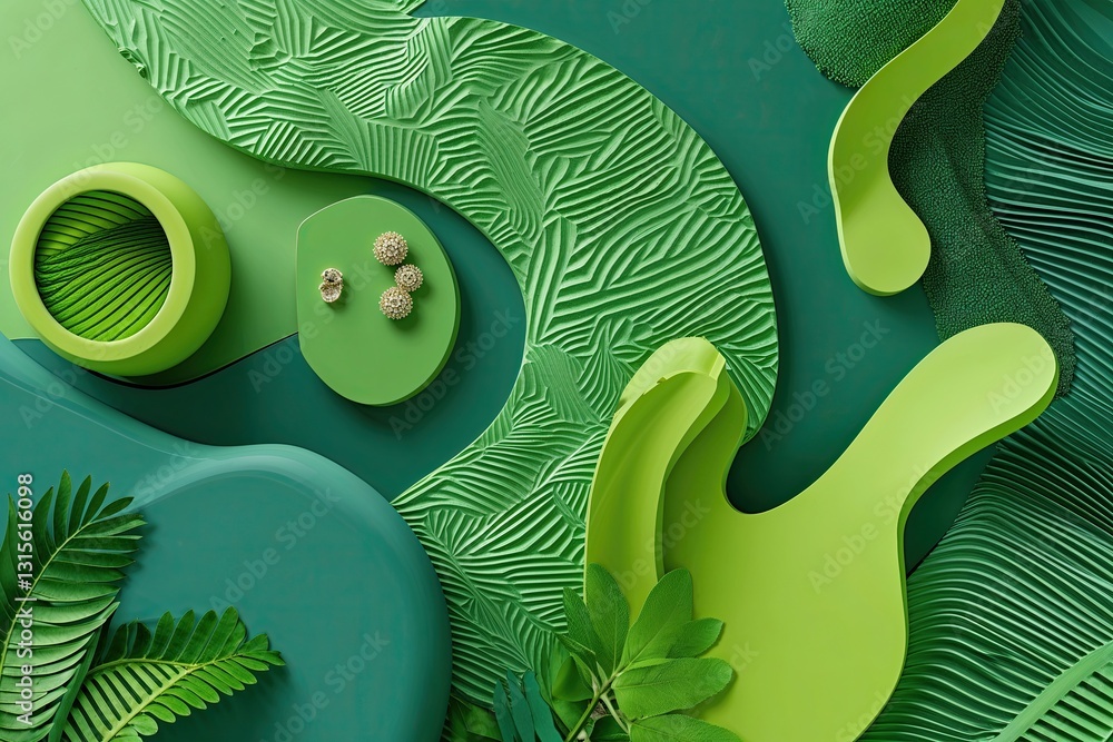 Aufkleber bright abstract green background with artistic patterns and creative elements