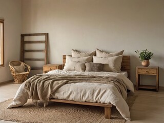 Cozy Rural Bed with Neutral Tones