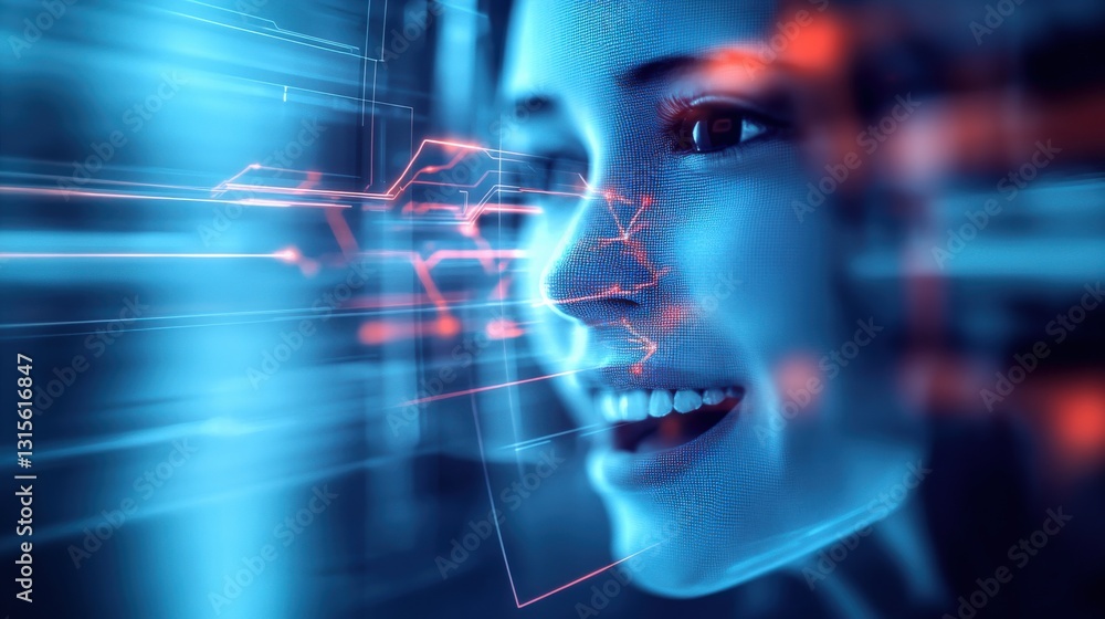 Poster digital interaction with ai technology futuristic environment visual content virtual space close-up 