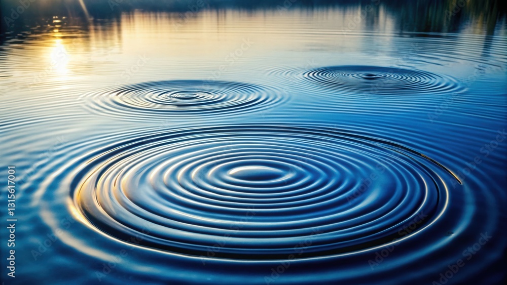 Poster concentric ripple circles in tranquil water creating a serene and calming visual experience