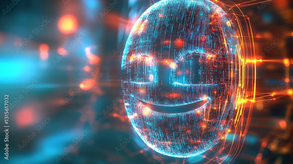 Poster digital emotion sphere displaying joy virtual reality environment 3d animation futuristic technology