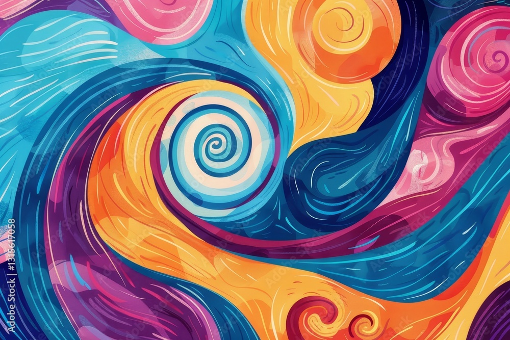 Aufkleber a colorful abstract art piece with swirling patterns that represent emotions, swirling patterns repr