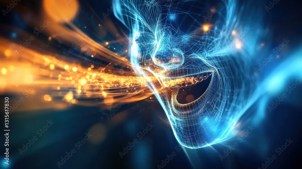 Poster dynamic expression of joy digital realm abstract art futuristic environment close-up view emotion re