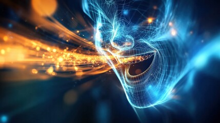 Dynamic expression of joy digital realm abstract art futuristic environment close-up view emotion representation