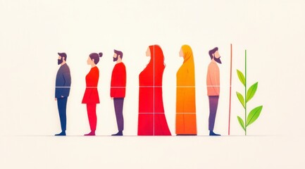 Diverse People in Minimalist Flat Design Illustration