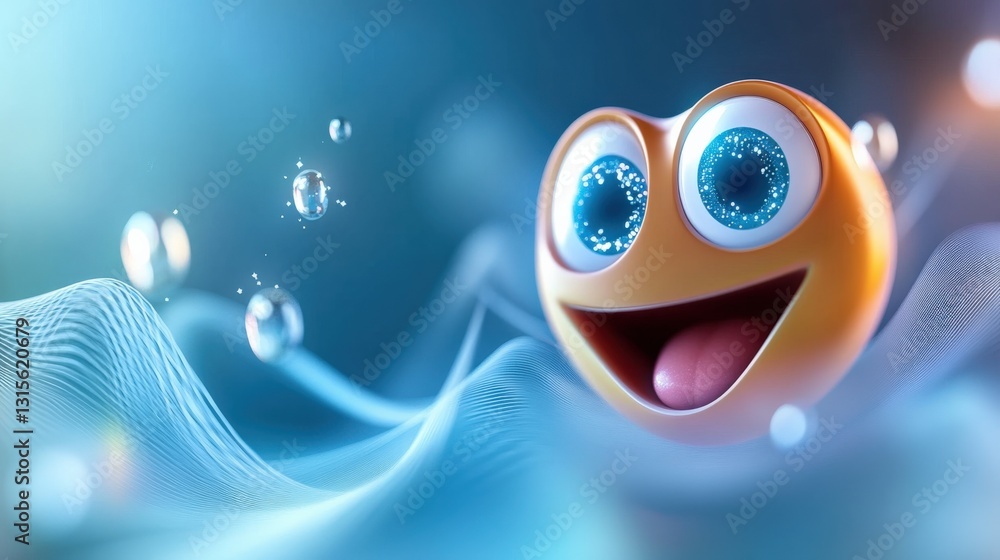 Poster joyful emotion expressed through a playful animated character digital art environment vibrant colors