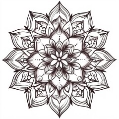 Complex Mandala Pattern Featuring Floral Elements with Perfect Symmetry