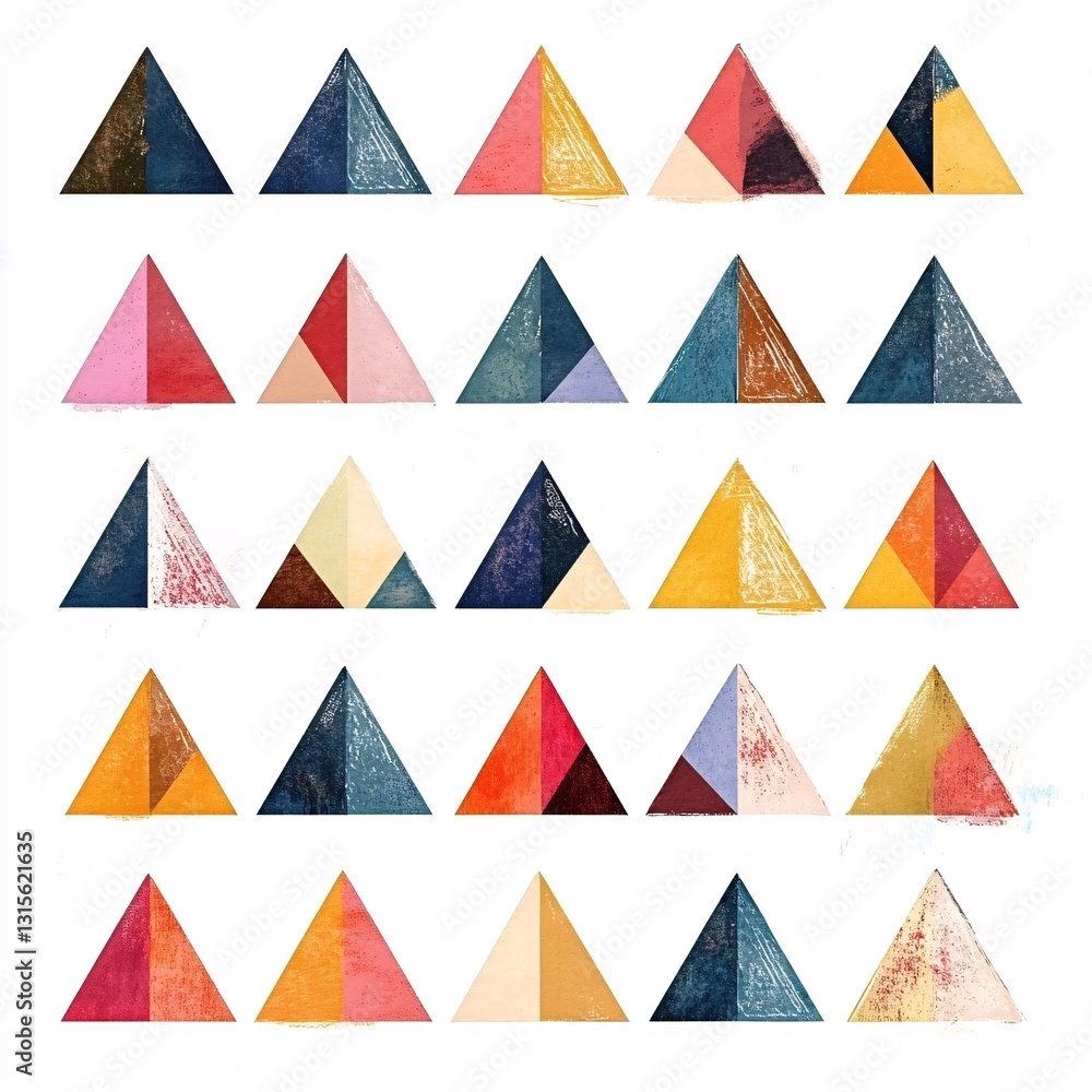 Poster set of isolated colorful triangles for modern abstract design