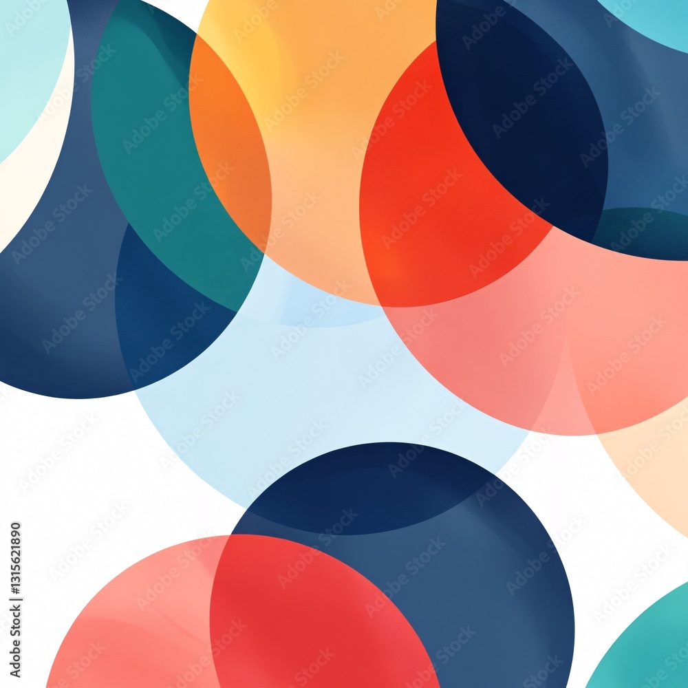 Poster clean abstract illustration of colorful overlapping circles