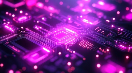 Circuit board, glowing, vibrant, technology, background