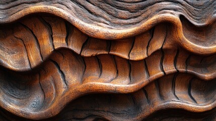Carved wood waves, interior design detail