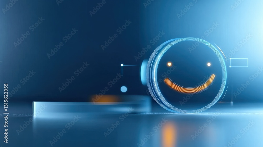 Aufkleber cheerful animation of a smiling face digital space graphic design modern environment close-up view p