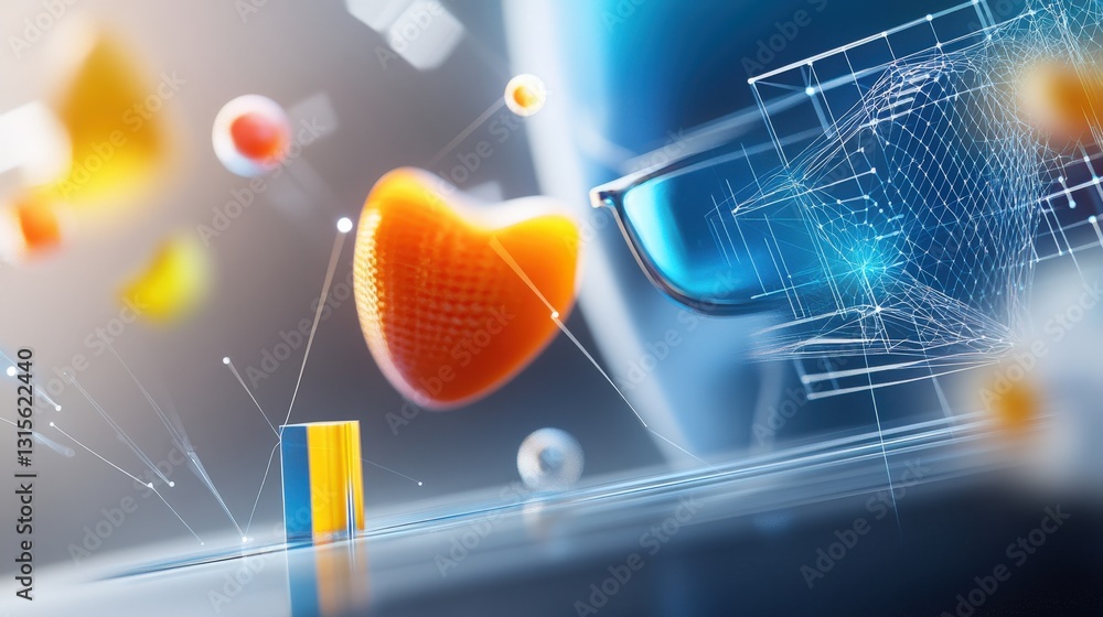 Poster innovative technology visualization digital environment 3d graphics abstract analysis futuristic per