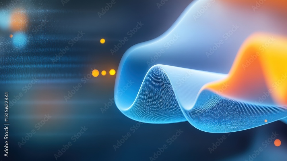 Poster dynamic digital waves virtual studio abstract art modern environment close-up view futuristic concep