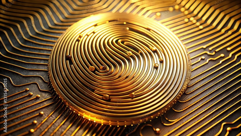 Poster elegant gold spiral design embedded in a dark black surface creating a stunning visual contrast